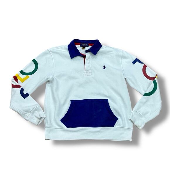 Polo Ralph Lauren Boys Size L (14-16) Multicolor Rugby Sweatshirt Pony Logo - Picture 1 of 5